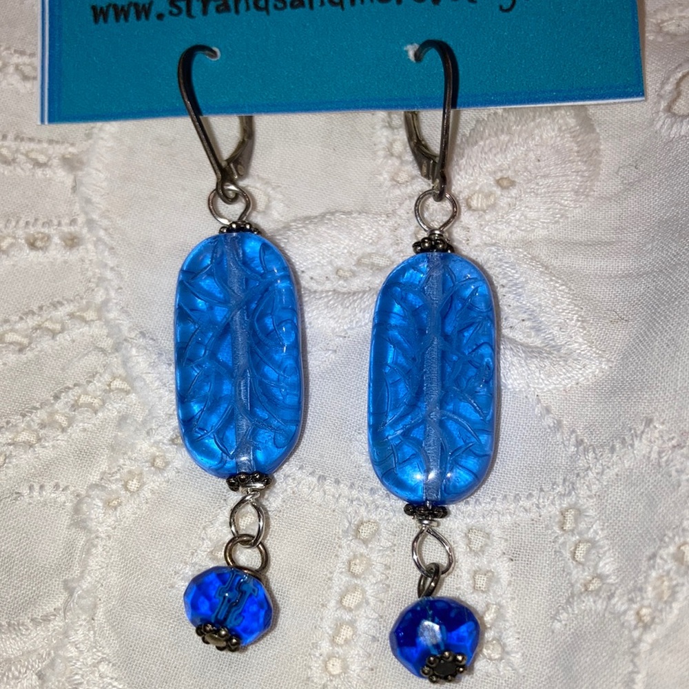 Indigo Blue Glass Earrings
